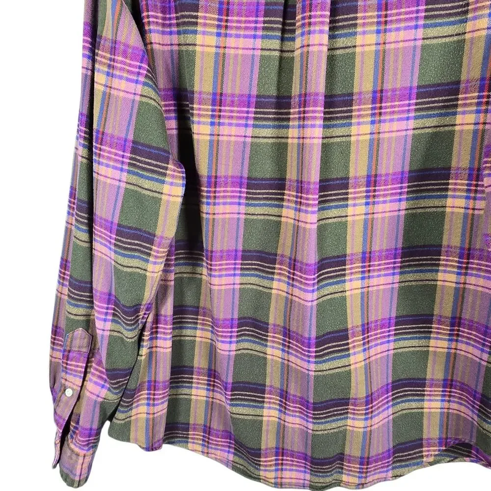 Ralph Lauren Shirt Mens XXL Green Plaid Button Up Flannel Cotton Classic Fit - Picture 10 of 12